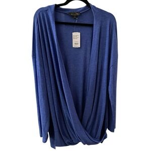 🦄 Stylish Women's Blue Drape Wrap Sweater